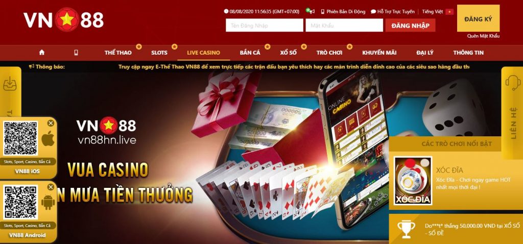 VN88 nhà cái cá cược thể thao, casino online và lô đề tại Việt Nam 